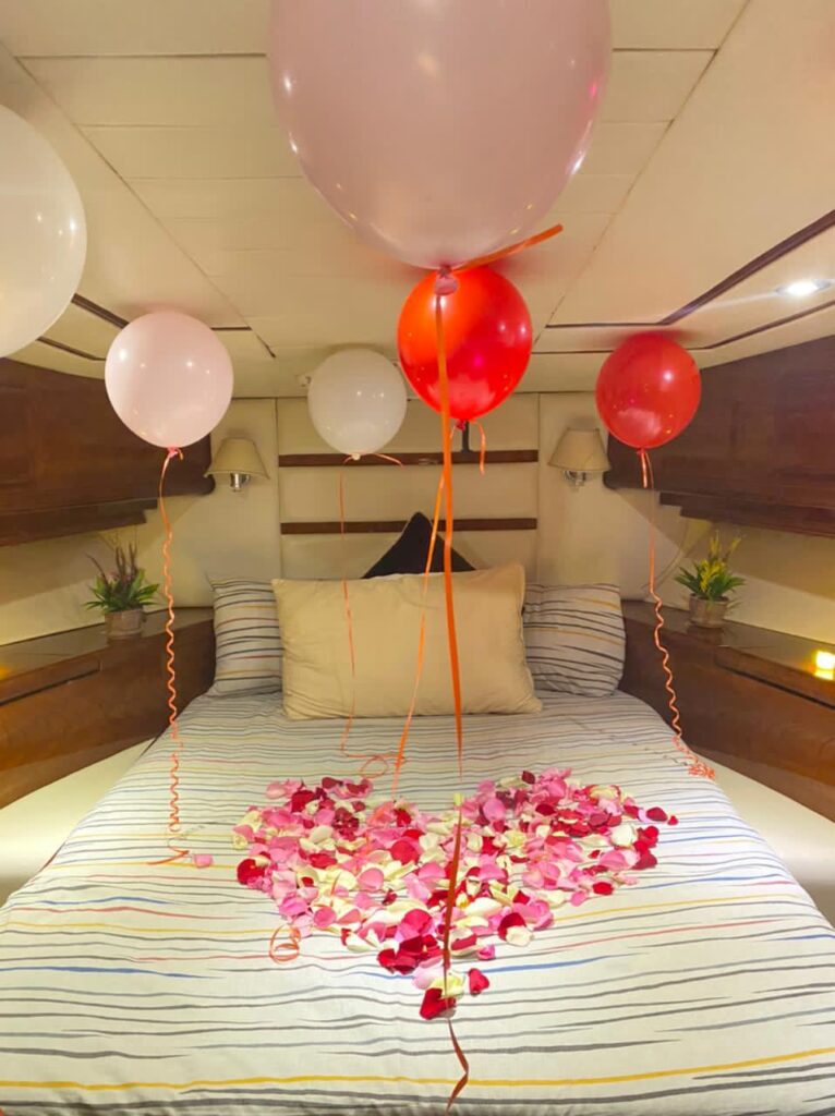 Romantic birthday decoration with flowers for private celebration