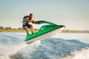 A Man having thrilling Jet Ski Ride